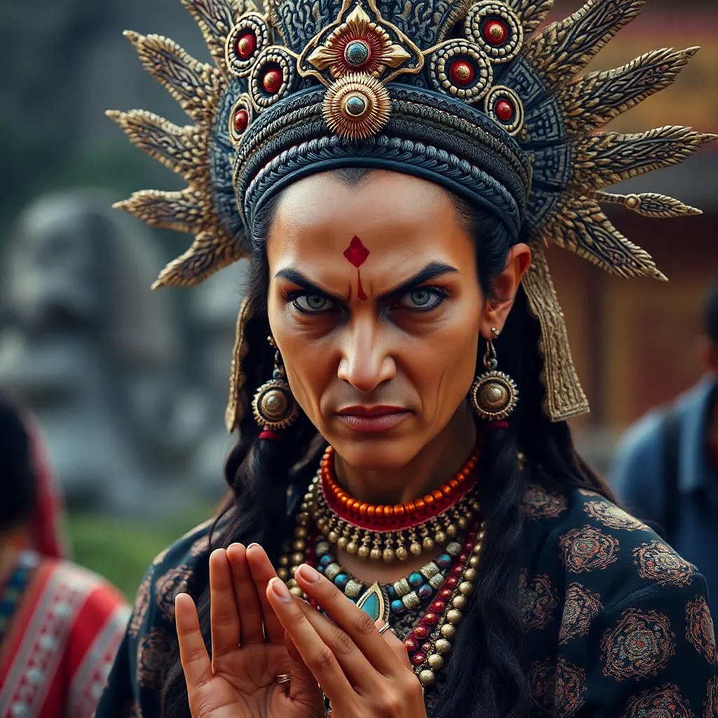 Angry Godess greeting people