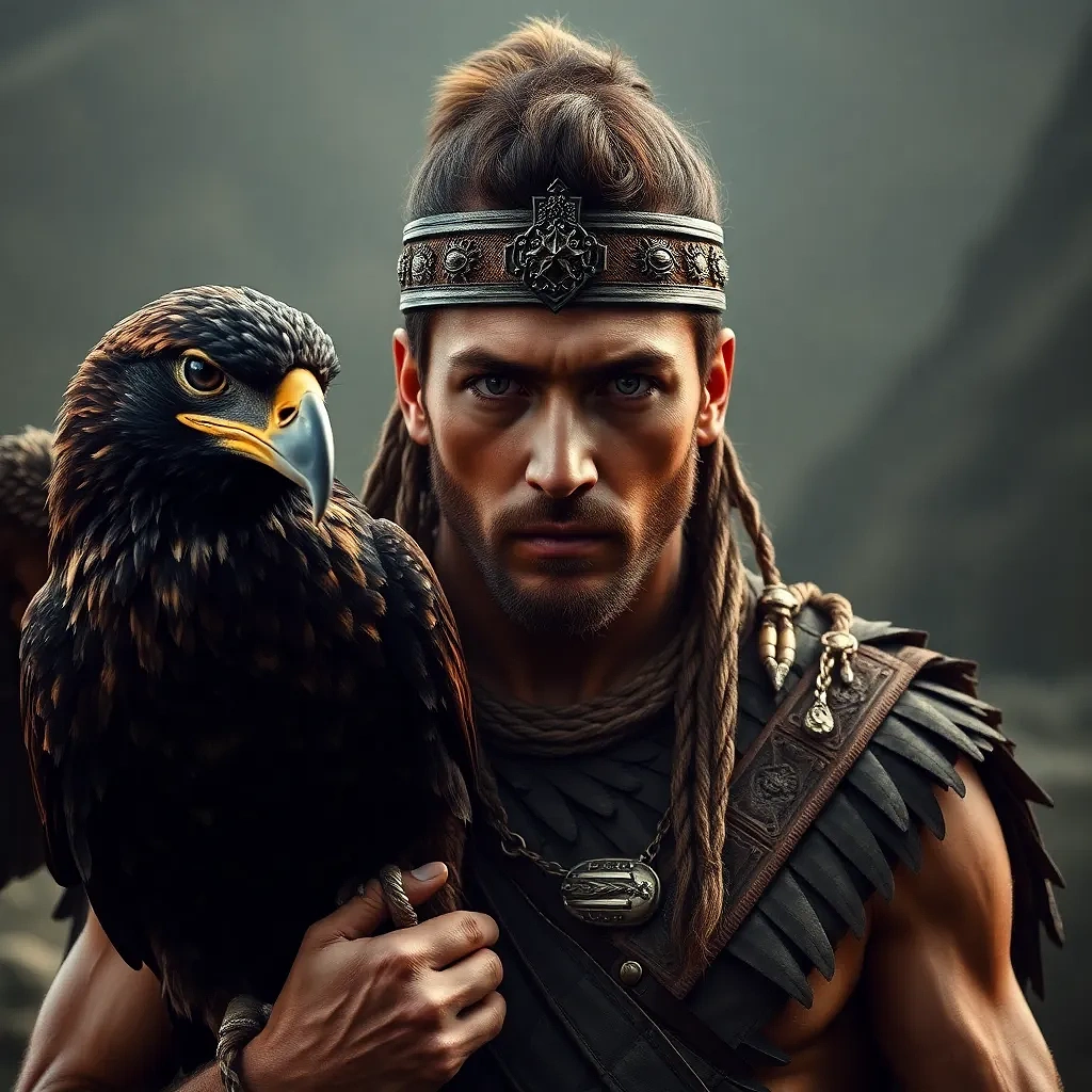 Ancient warrior with his eagle
