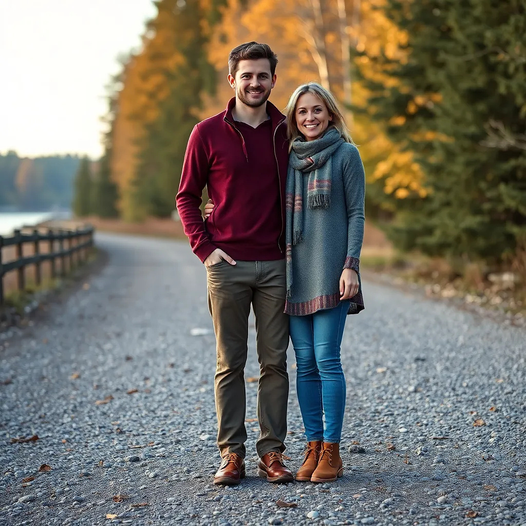 Happy Canadian couple, full body