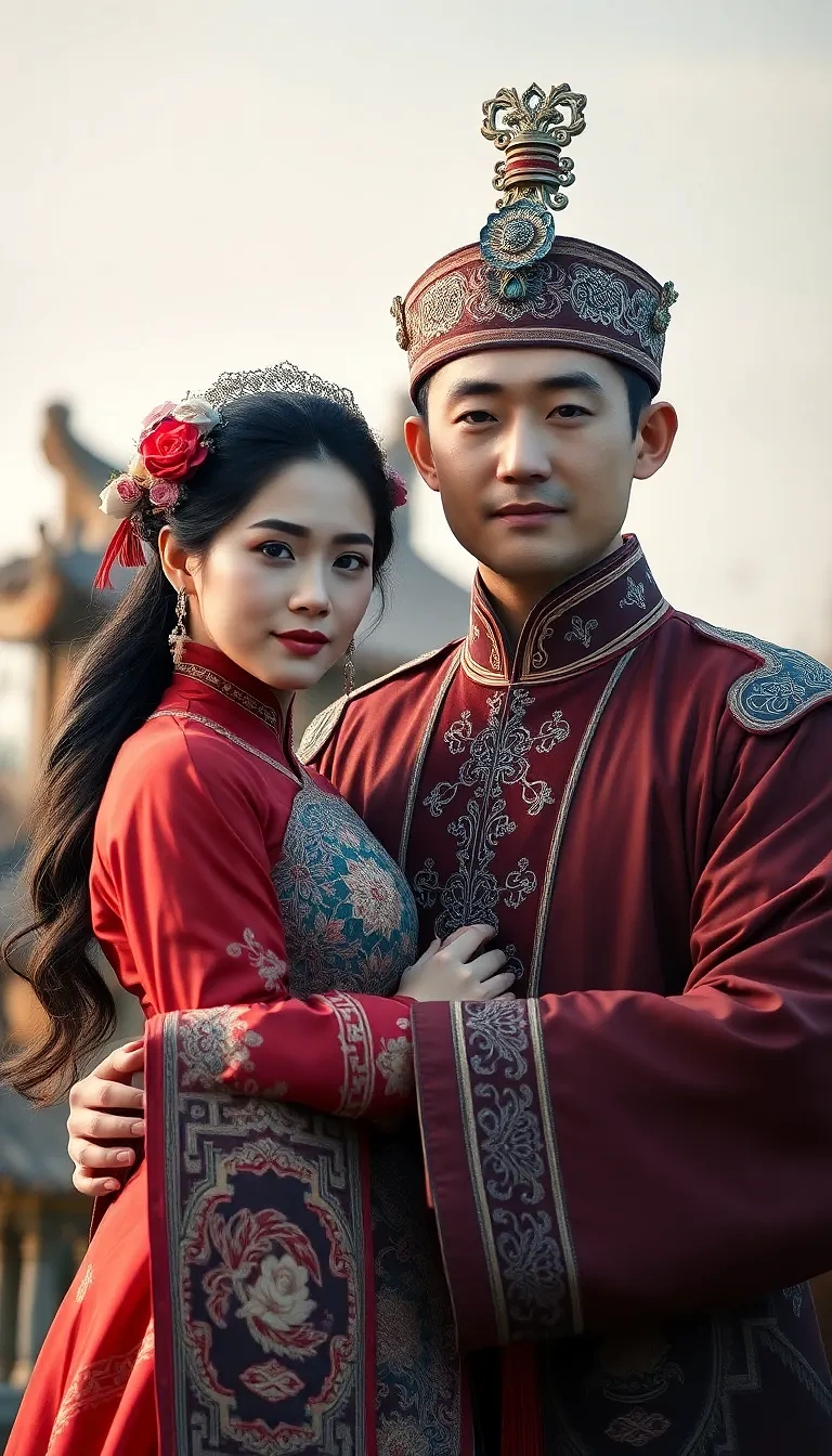 chinese prince with princess, full body